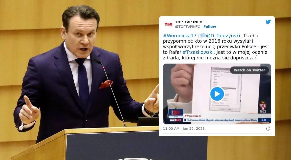 Korupcja w PE a rezolucje przeciwko Polsce. Tarczyński pokazał kolejne dowody. Przypomniał działania Trzaskowskiego
