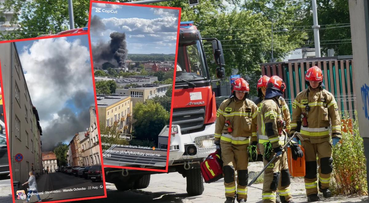 Toruń. Płonie budynek straży pożarnej, na miejscu jest wojsko