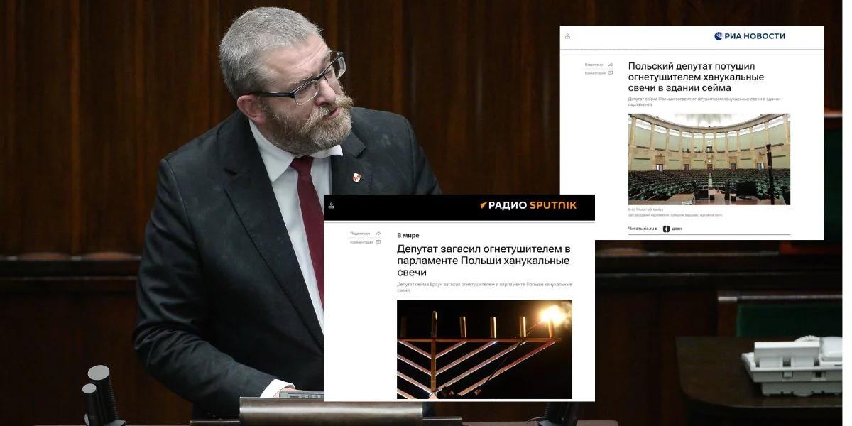 Rosyjska propaganda wykorzystała skandal z udziałem Brauna. "Prowokacja uderzyła w wizerunek Polski"