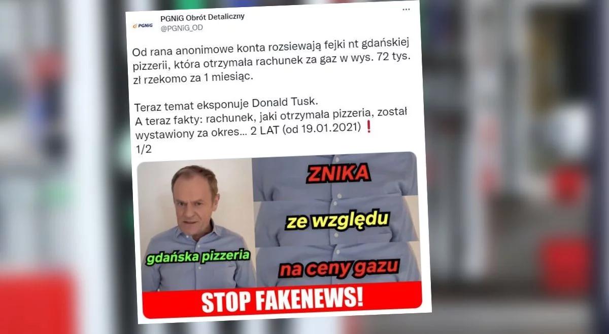 Tusk oburzony rachunkiem pizzerii za gaz. PGNiG prostuje: "Prosimy nie rozsiewać dezinformacji"