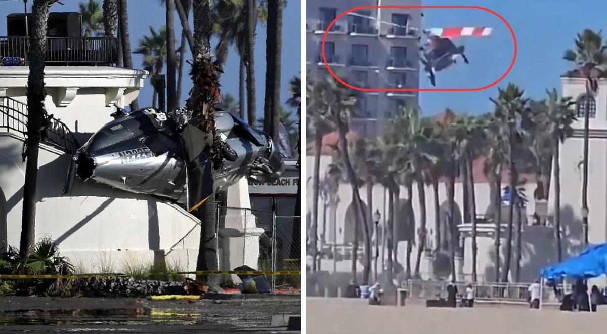 Kalifornia. Groźny wypadek. Śmigłowiec rozbił się tuż obok plaży i hotelu