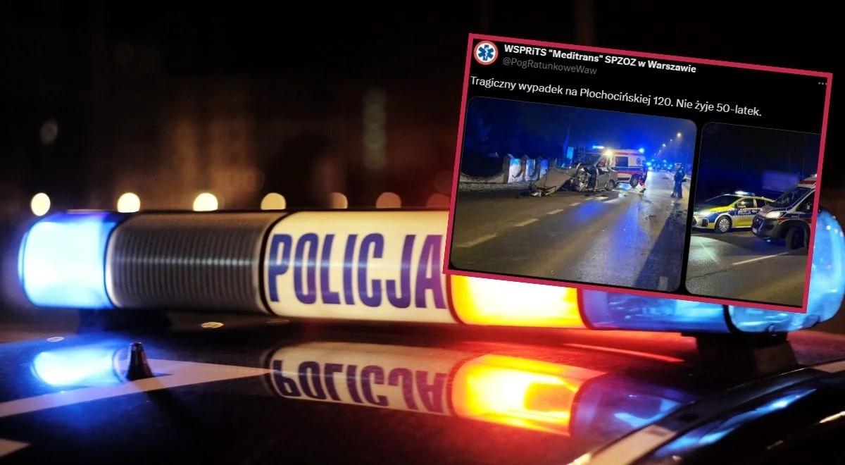 Śmiertelny wypadek w Warszawie. Samochód zderzył się z autobusem