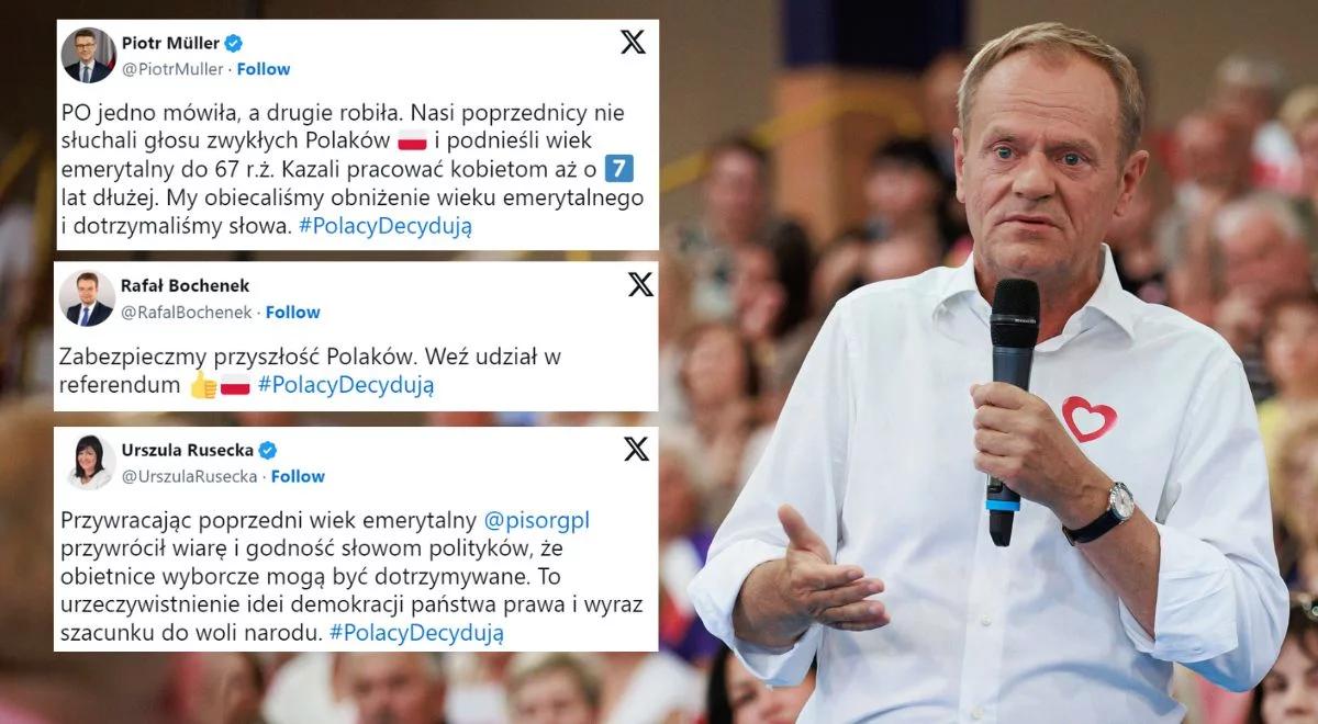 "Platforma nie słuchała Polaków, my dotrzymaliśmy słowa". Politycy PiS komentują drugie pytanie referendalne