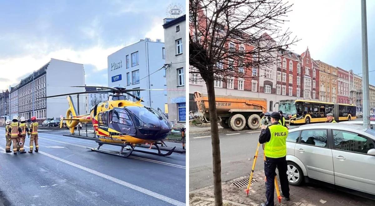 Wypadek w Gliwicach. Autobus zderzył się z ciągnikiem. Są ranni