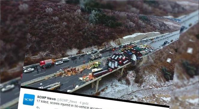 Chiny: olbrzymi karambol na oblodzonej autostradzie. Zderzyło się ponad 50 pojazdów, kilkanaście osób nie żyje