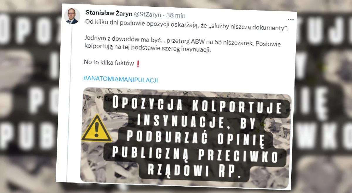 Sprawa niszczarek. Żaryn: to kolejny przykład operowania kłamstwem w celach politycznych