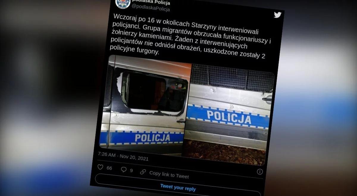 Kolejne próby wdarcia się do Polski. Migranci rzucali kamieniami, zniszczyli radiowozy