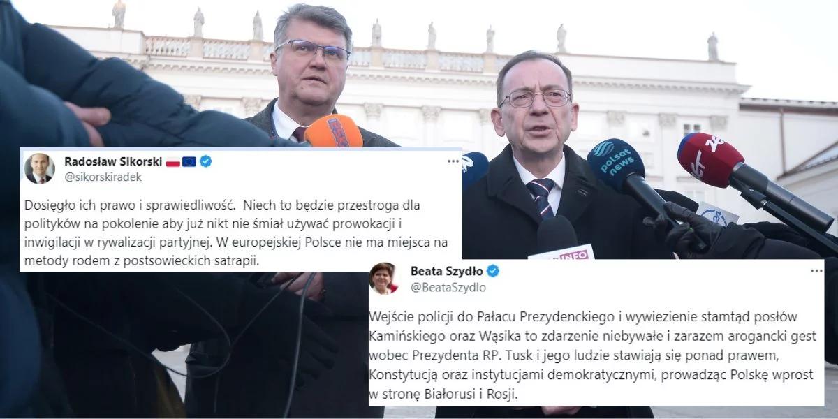 Kamiński i Wąsik zatrzymani. PiS: to pierwsi więźniowie polityczni, PO: wszyscy są równi wobec prawa