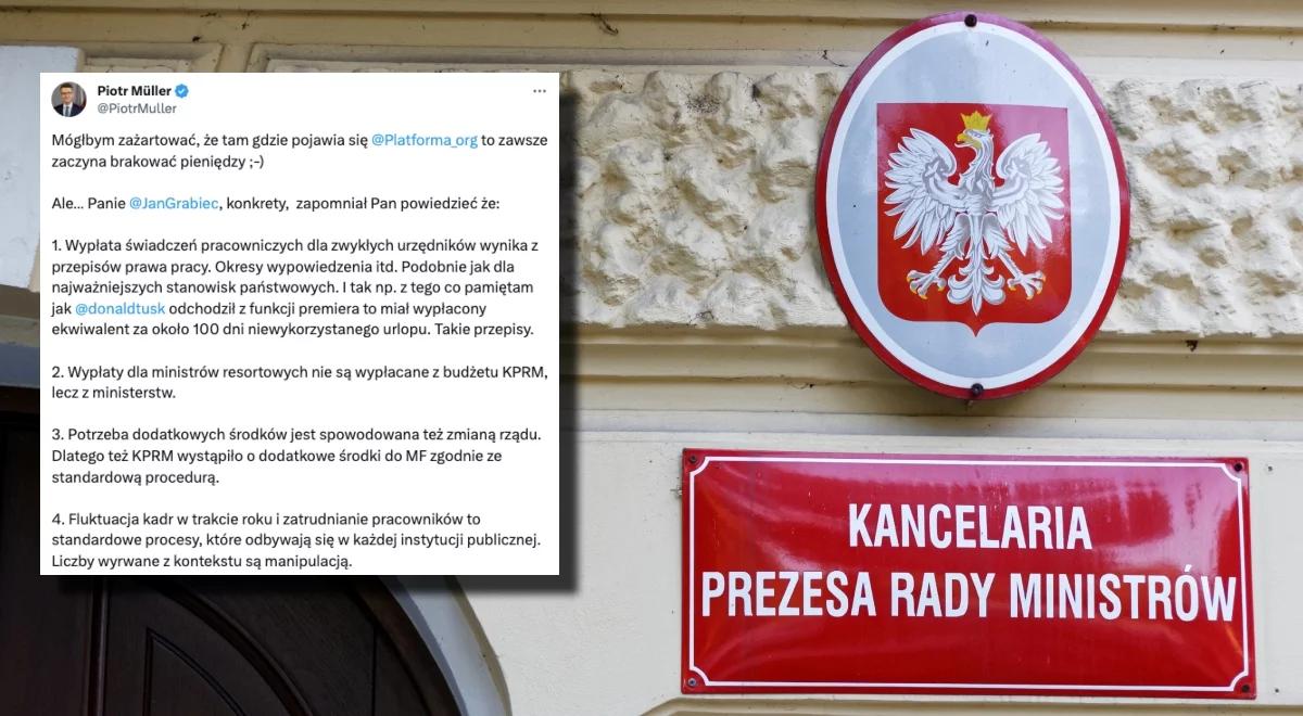 Brakuje pieniędzy na pensje w KPRM? Müller odpowiada na słowa Grabca: liczby wyrwane z kontekstu są manipulacją