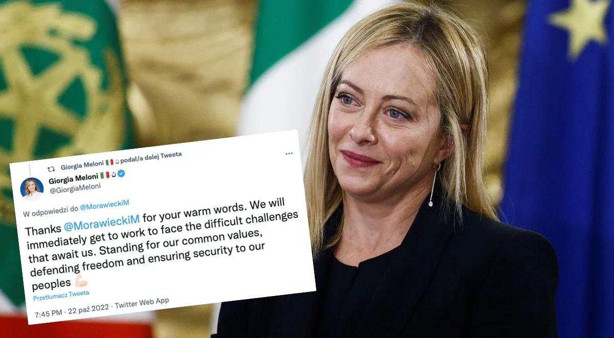 Giorgia Meloni podziękowała premierowi Morawieckiemu. "Zadbam o nasze wspólne wartości"