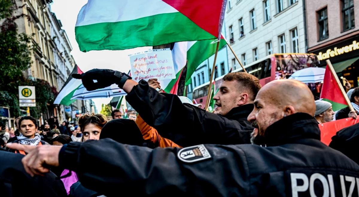 Nielegalna propalestyńska demonstracja w Berlinie. "Policja zatrzymała prawie 100 osób"