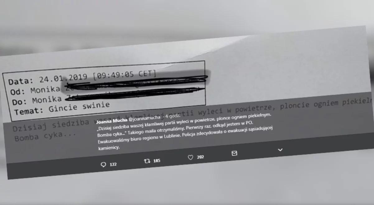 Po mailach z pogróżkami policja zweryfikowała nieprawdziwe informacje o bombach w biurach PO