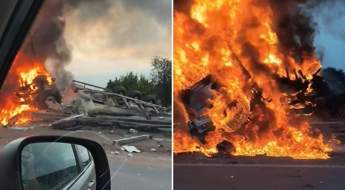 Wypadek na S5 w Lisim Ogonie. Ciężarówka stanęła w ogniu
