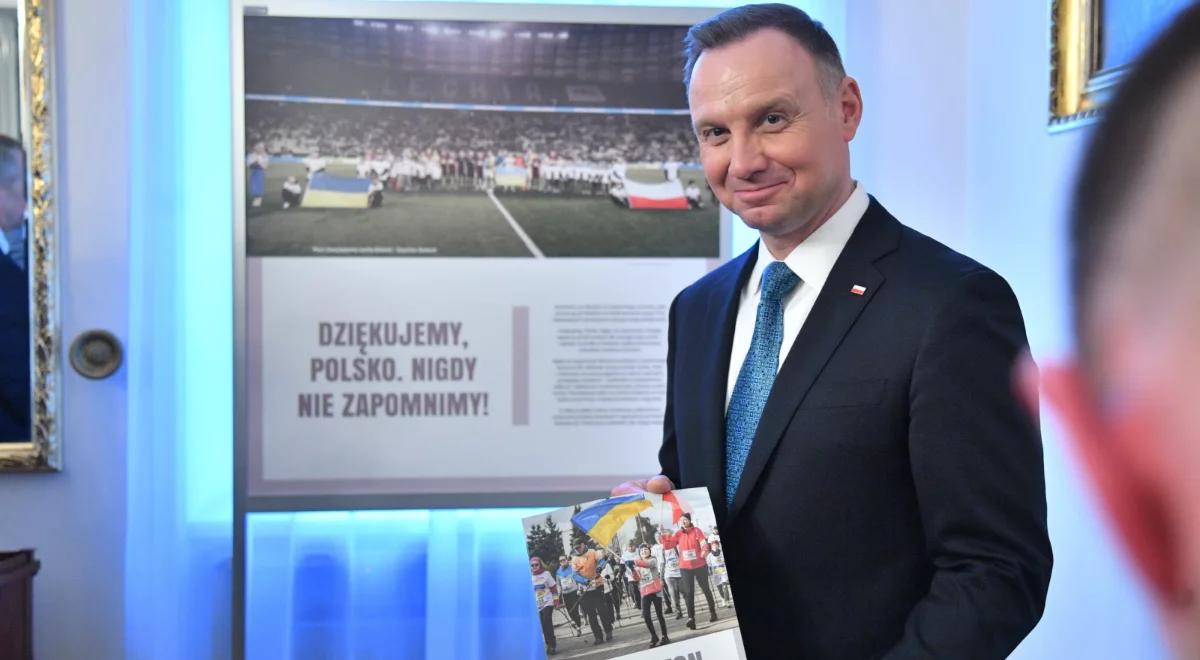 Wystawa "Polski sport dla Ukrainy". Prezydent Duda: dziękuję, że postanowiliście zło dobrem zwyciężać