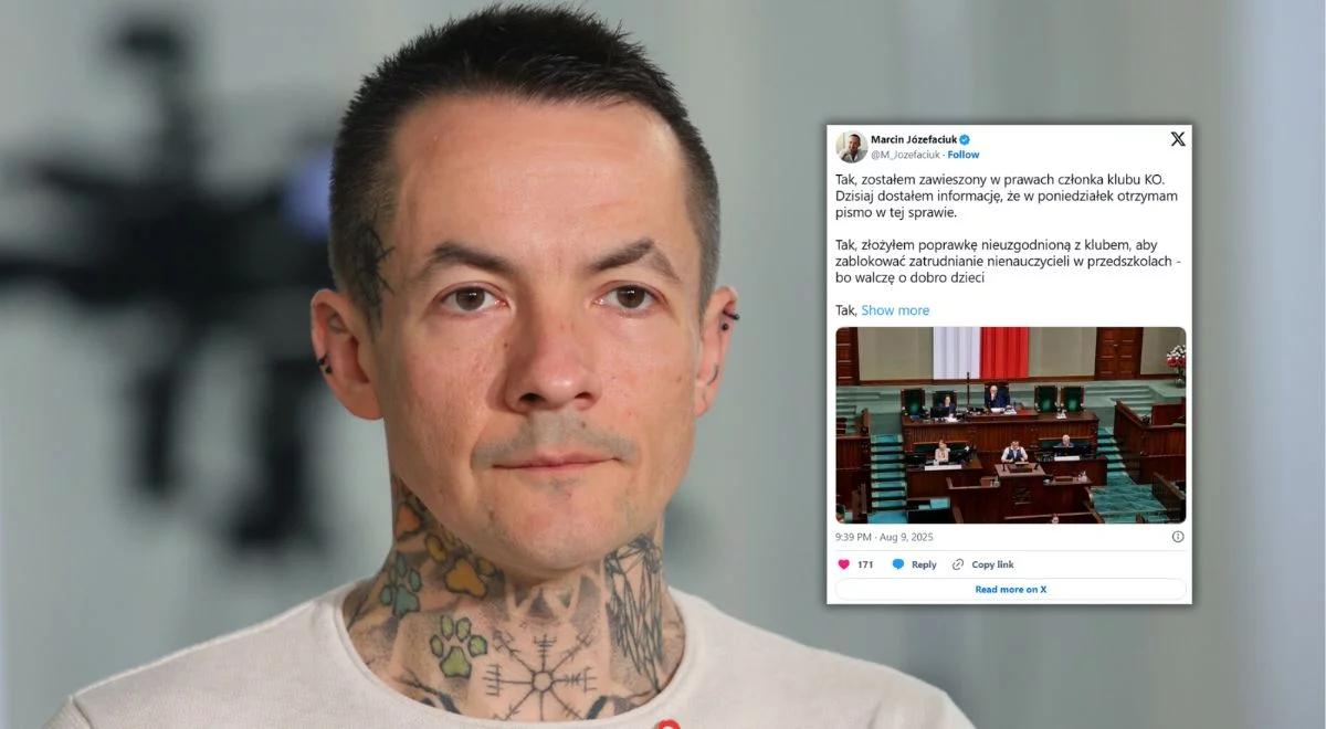 Józefaciuk reaguje na zawieszenie. "Nie będę siedział cicho"
