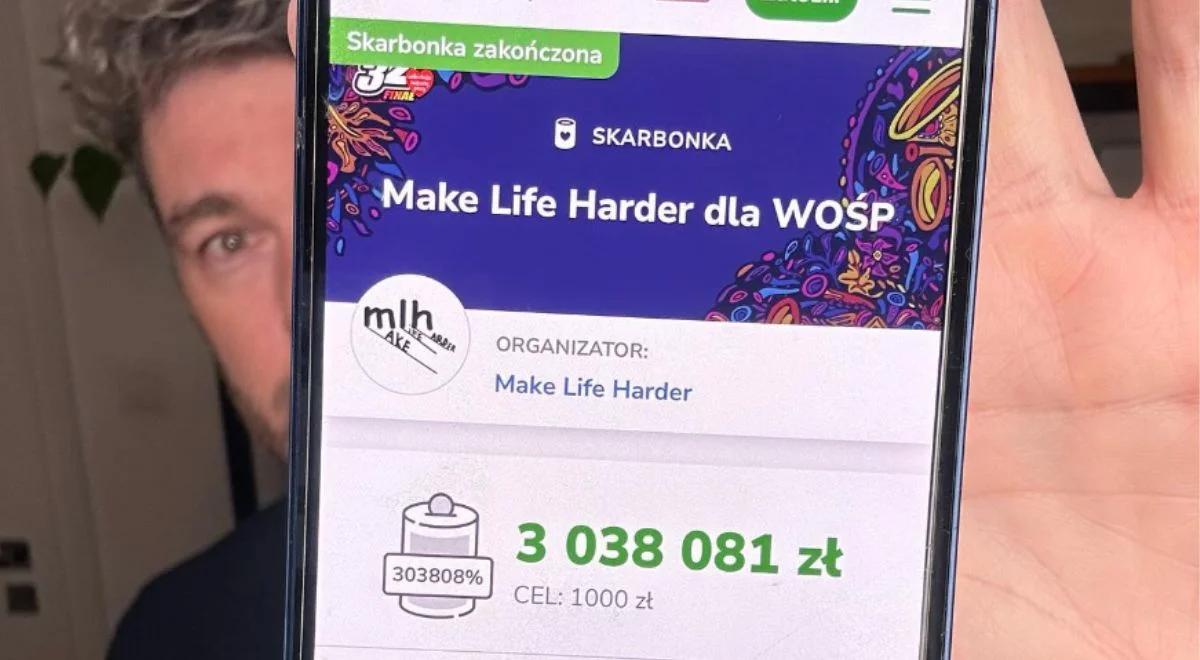 Rekordowa zbiórka Make Life Harder na WOŚP. Ponad 3 mln złotych w skarbonce