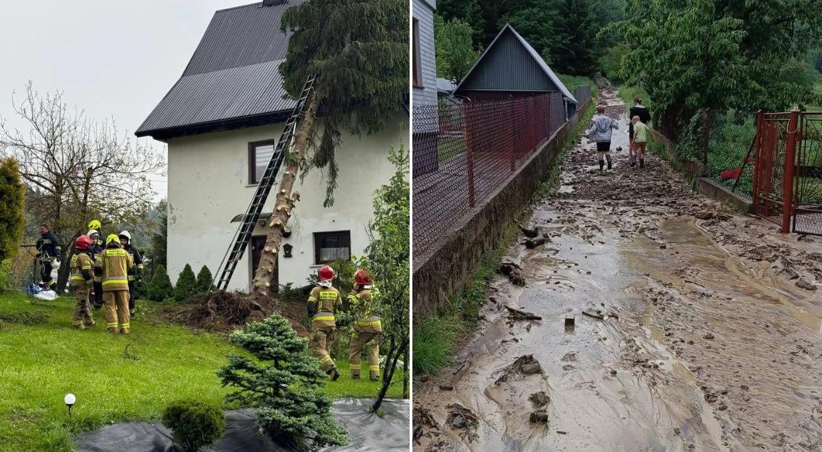 Zalane ulice i domy. Gwałtowna nawałnica przeszła przez region