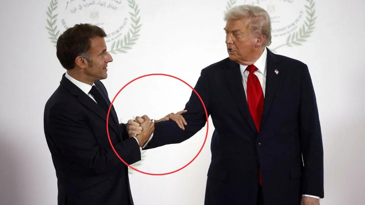 Trump i Macron znowu to zrobili. Szarpali się prawie pół minuty