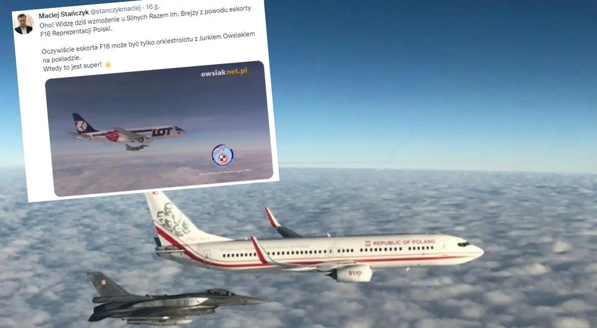 F-16 żegnały piłkarzy. Dziennikarz TVN oburzony, a internauci przypominają lot Owsiaka z eskortą myśliwców
