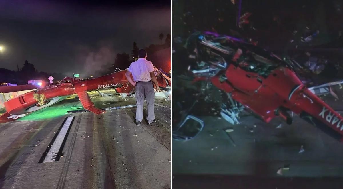 USA. Katastrofa śmigłowca w Sacramento. Rozbił się na autostradzie