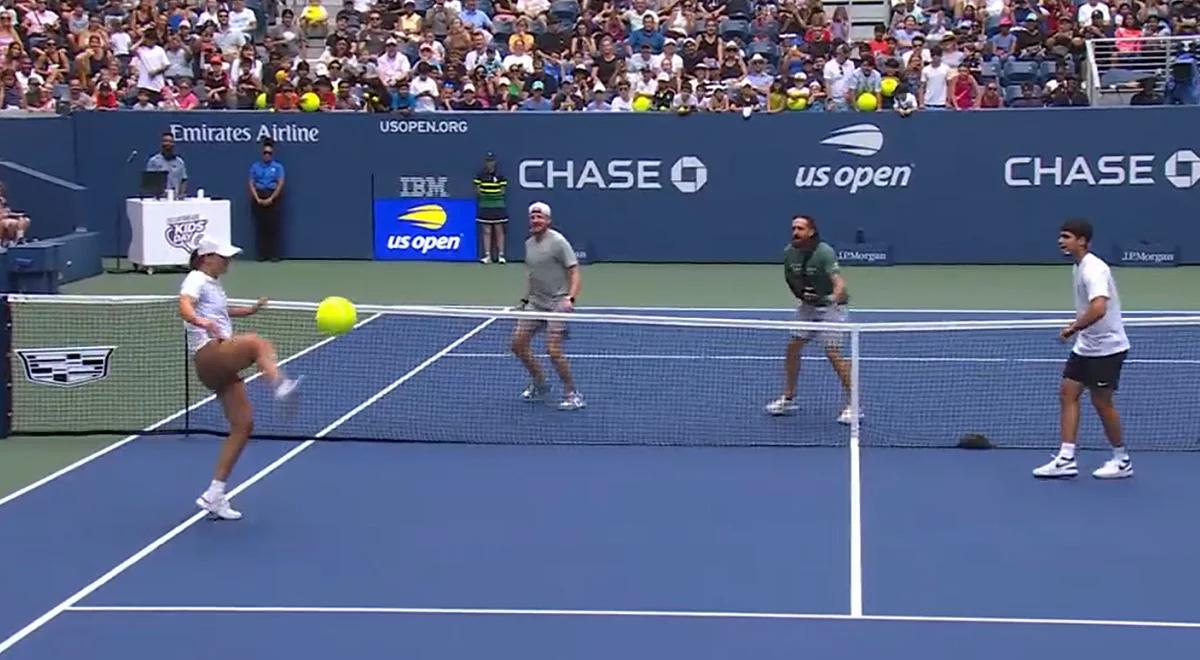 US Open: Iga Świątek i Carlos Alcaraz w jednej drużynie. Piłkarski popis Polki w Nowym Jorku [WIDEO]