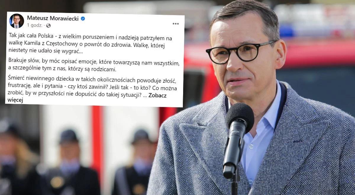 "Mam nadzieję, że sprawca poniesie surową karę". Premier Morawiecki o śmierci 8-letniego Kamila