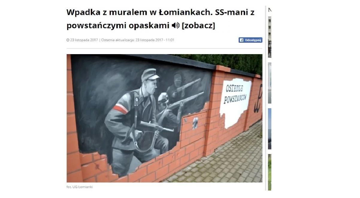 Łomianki: chcieli uczcić bohaterów Powstania. Tymczasem na muralu przedstawiono brygadę SS Dirlewangera