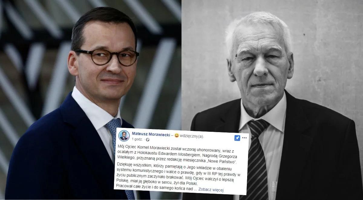 "Ojciec żył dla Polski". Premier dziękuje za pamięć o Kornelu Morawieckim
