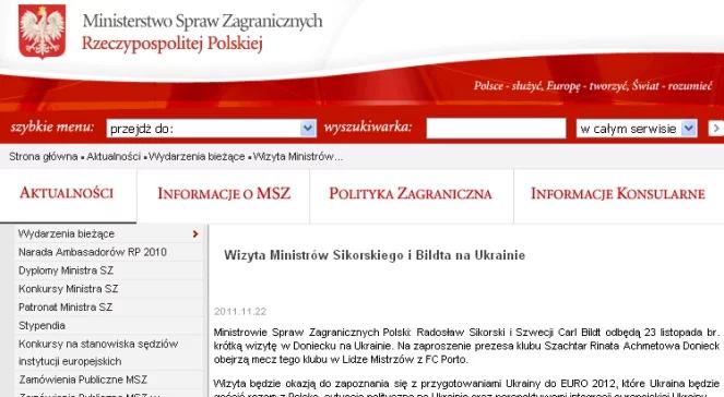 Ukraina: prasa o wizycie "Sikorski pomylił adresy"