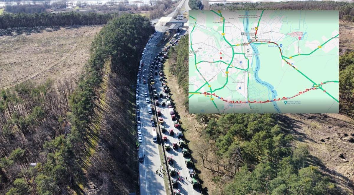 Świecko. Autostrada A2 zablokowana w obu kierunkach. Trwa protest rolników