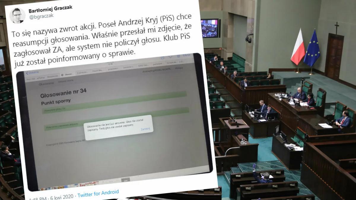 Głosowanie ws. wyborów korespondencyjnych może zostać powtórzone. Poseł Kryj wskazał błąd w systemie