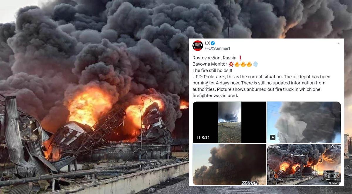Czwarty dzień potężnego pożaru w Rosji. Płonie główny magazyn paliw