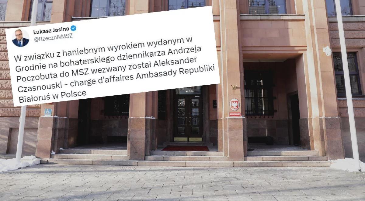 Poczobut skazany na 8 lat więzienia. Białoruski charge d'affaires wezwany do polskiego MSZ