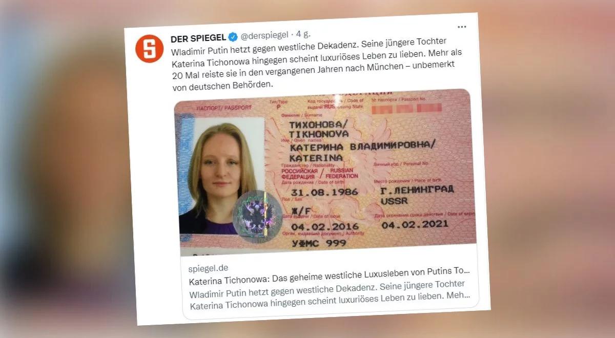 Media: córka Putina wiele razy była w Niemczech, a służby tego nie widziały. "Pobłażliwość teraz się mści"
