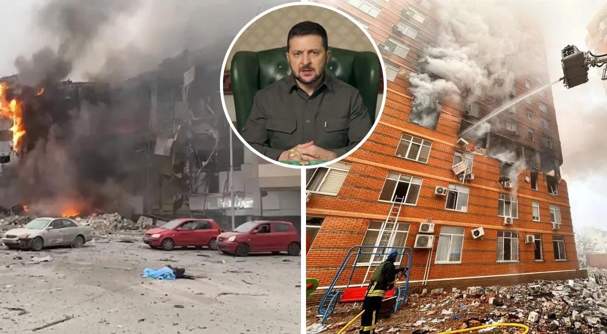 Tragiczny bilans rosyjskiego ataku rakietowego. Zełenski podziękował ratownikom i przekazał kondolencje rodzinom ofiar