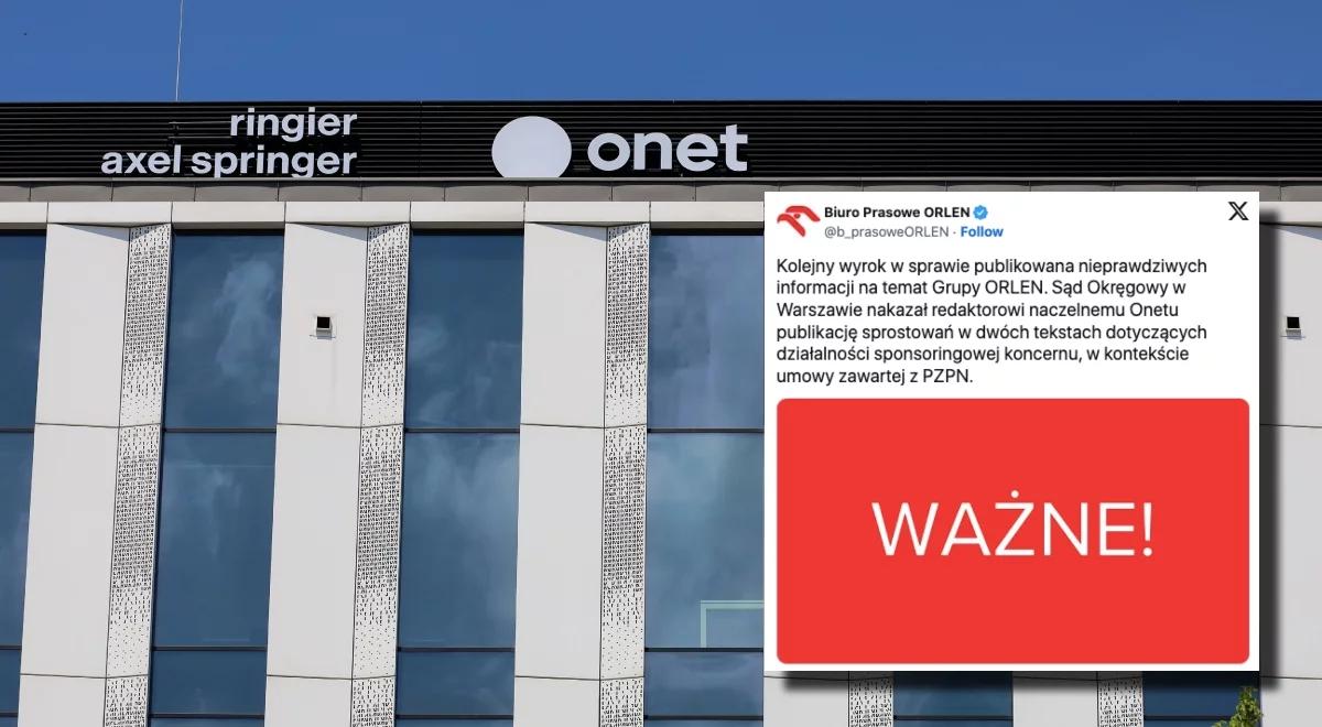 Orlen wygrał batalię przed sądem. Onet musi opublikować sprostowanie