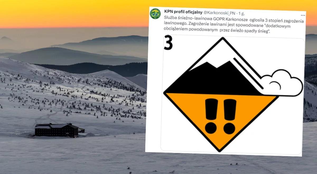 "W Karkonoszach panują bardzo trudne warunki". GOPR ogłosił trzeci stopień zagrożenia lawinowego
