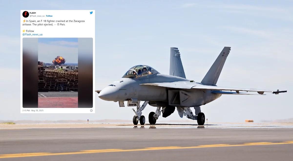 Katastrofa myśliwca F-18 w Hiszpanii. Pilot musiał się katapultować