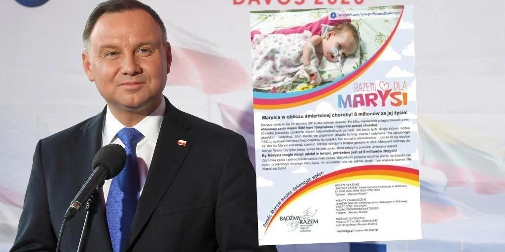 Akcja #RazemdlaMarysi. Andrzej Duda zachęca do udziału w zbiórce