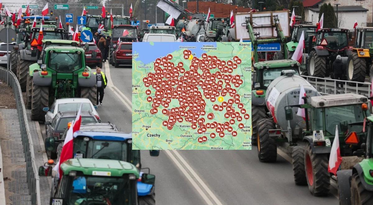 Trwa protest rolników. Blokady dróg i utrudnienia w całej Polsce [MAPA]