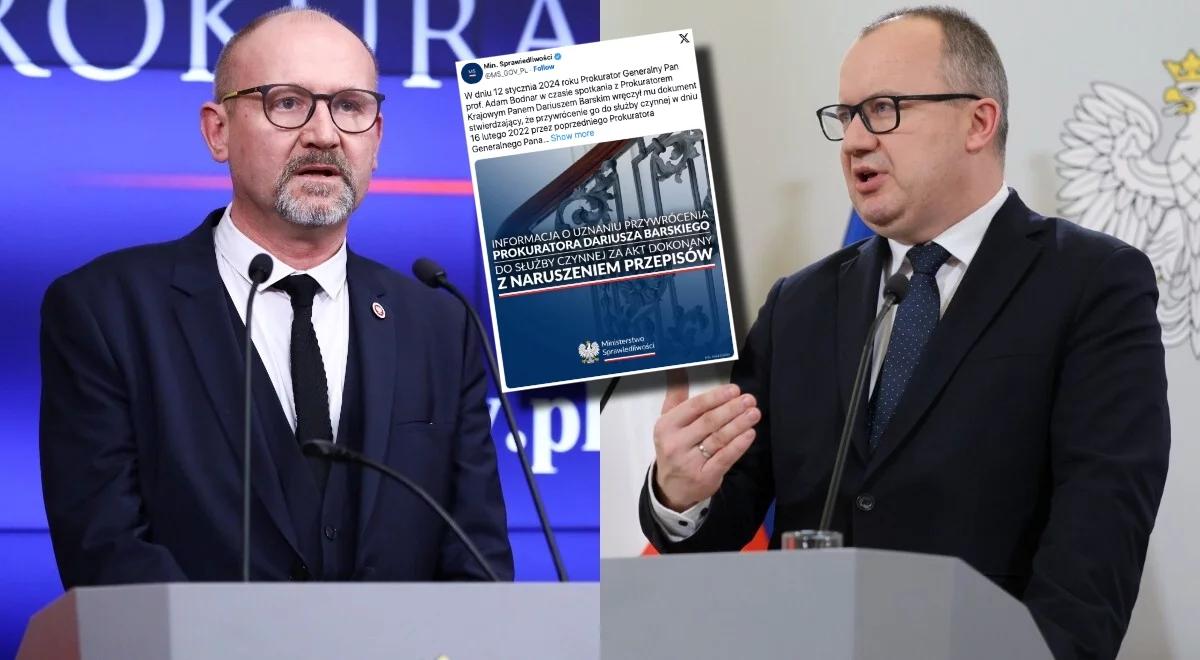 Adam Bodnar odwołał Prokuratora Krajowego. "Dariusz Barski pozostaje w stanie spoczynku"