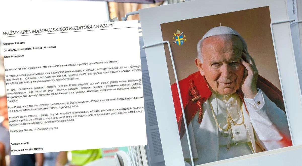 Ataki na Jana Pawła II. Małopolska kurator prosi, aby w szkołach pojawiły się portrety papieża