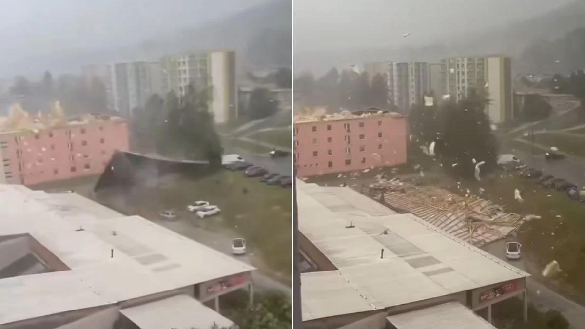 Niż genueński uderzył w Słowację. Wiatr zerwał cały dach w bloku [WIDEO]