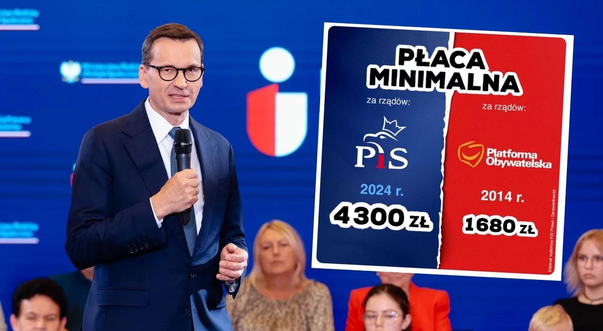 Wielki wzrost płacy minimalnej. Premier Morawiecki przypomniał kwoty z czasów PO-PSL