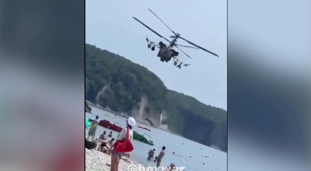 Najpierw chcieli go filmować, potem wywołał panikę. Rosyjski helikopter namieszał na plaży