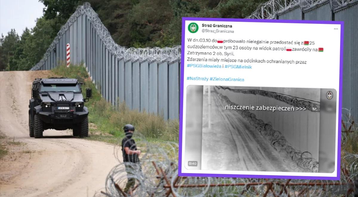 Migranci wciąż napierają na polską granicę. SG pokazała wideo z próby zniszczenia bariery