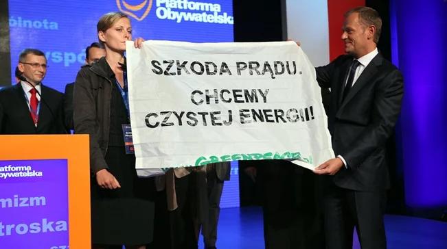 Greenpeace na konwencji PO walczy o czystą energię
