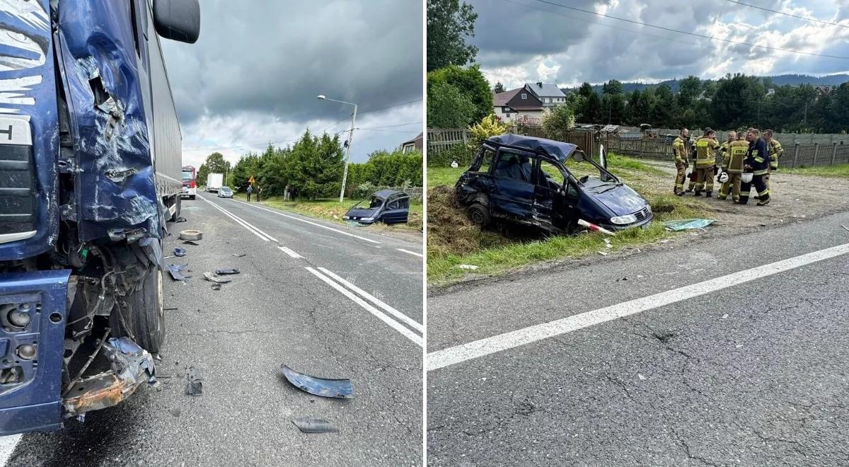 Spytkowice. W auto uderzyły dwie ciężarówki. Nie żyje 8-letni chłopiec