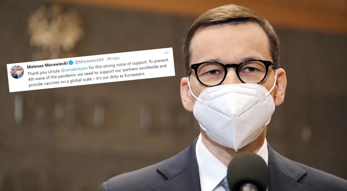 Premier dziękuje szefowej KE za poparcie globalnego udostępniania szczepionek. "To nasz obowiązek"