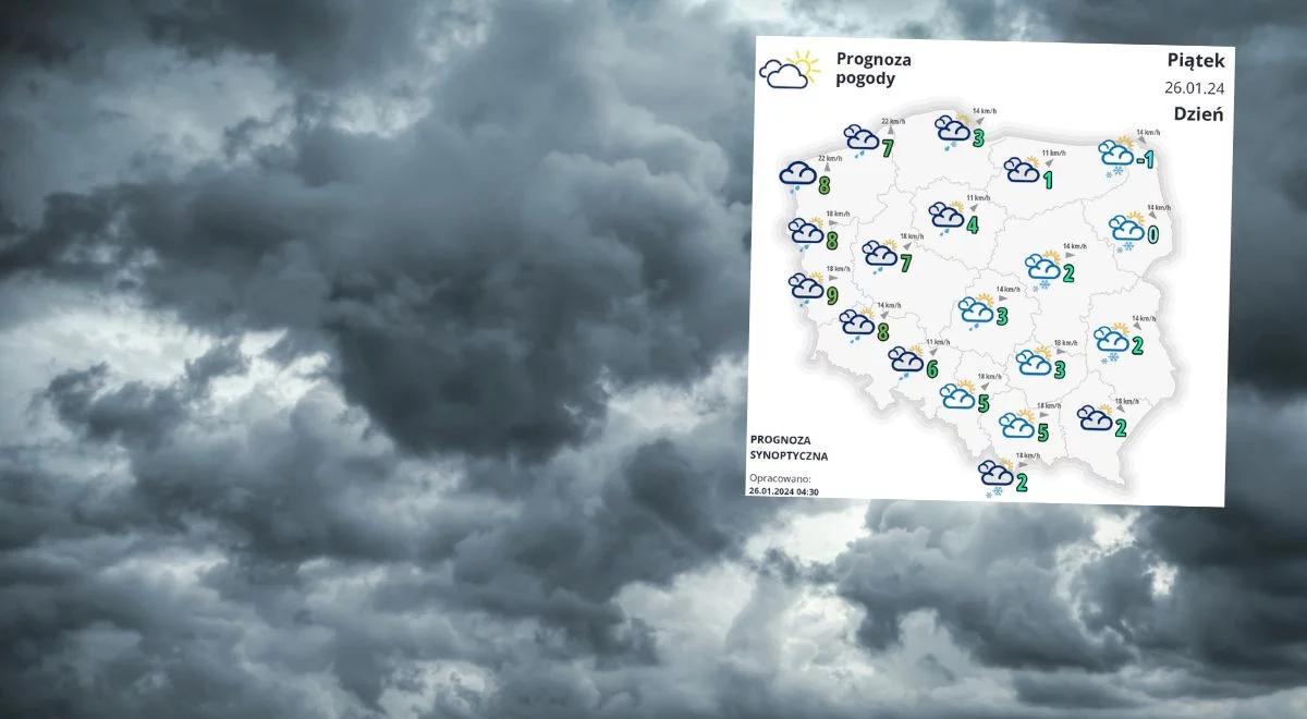 W piątek pochmurno i z opadami, choć chwilami pojawi się słońce. Uwaga na silne porywy wiatru